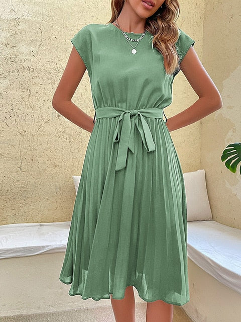 Elegantes - sommerkleid mit taillenband & fließender a-linie