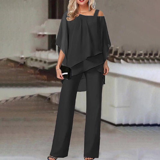 Damen zweiteiler satz| eleganter zweiteiler mit cold shoulder